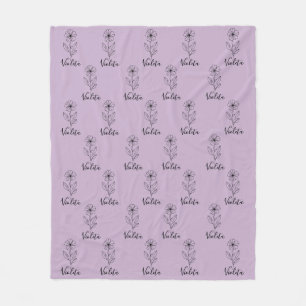 Manta Polar Nombre personalizado Flower violet de febrero