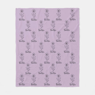 Manta Polar Nombre personalizado Flower violet de febrero
