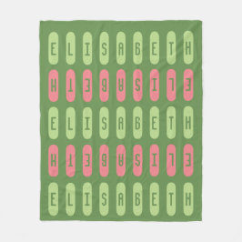 Manta Polar Nombre personalizado geométrico verde rosa moderno