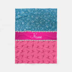 Manta Polar Nombre personalizado gimnasia rosa estrellas purpu