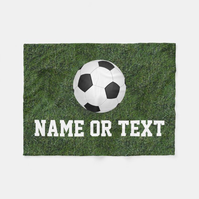 Manta Polar Nombre Personalizado Green Grass Soccer Boys (Frente (Horizontal))