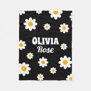 Manta Polar Nombre personalizado hippie de Retro Black Daisy 7