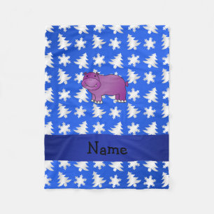 Manta Polar Nombre personalizado hippo copos de nieve azules