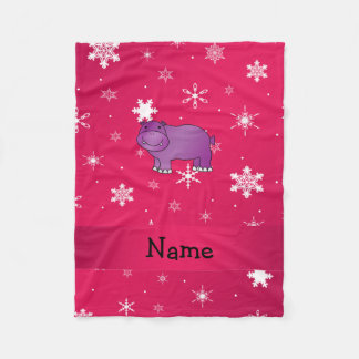 Manta Polar Nombre personalizado hippo copos de nieve rosa