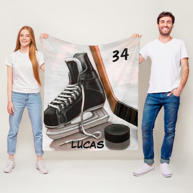 MANTA POLAR NOMBRE PERSONALIZADO HOCKEY FLEECE BLANKET (In situ)