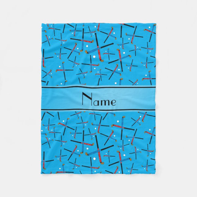 Manta Polar Nombre personalizado hockey sobre hierba azul ciel (Anverso)