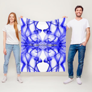 Manta Polar Nombre personalizado humo azul simétrico blanco