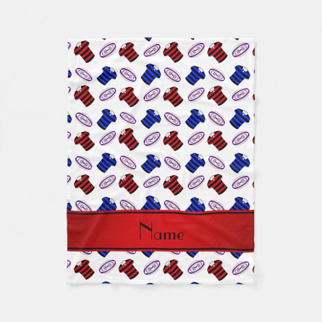 Manta Polar Nombre personalizado jerseys blancos bolas de rugb (Anverso)