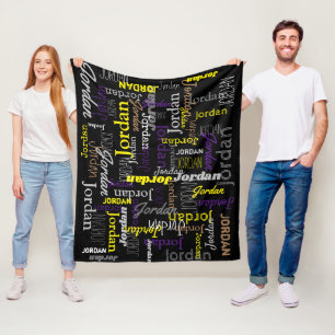 Manta Polar Nombre personalizado jordano amarillo negro marró