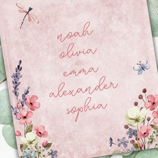 Manta Polar Nombre personalizado Keepsake Wildflower Pink (Add up to 7 names, depending on the length of name.
)