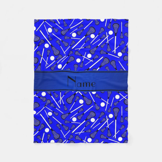 Manta Polar Nombre personalizado lacrosse azul (Anverso)
