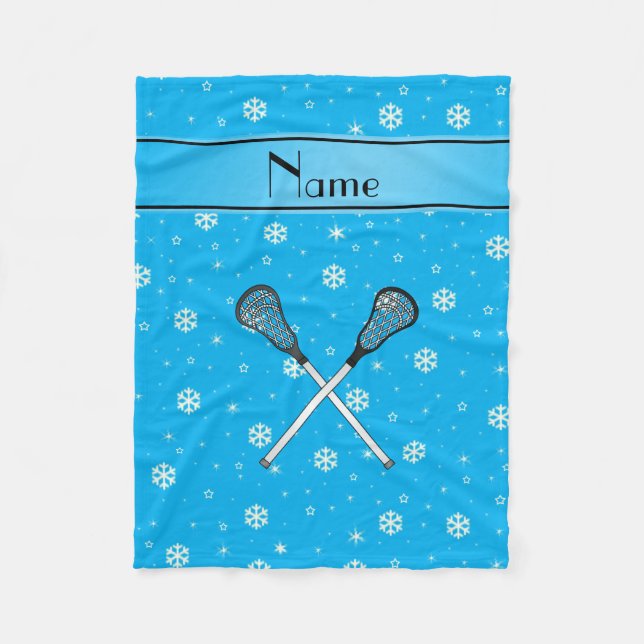 Manta Polar Nombre personalizado lacrosse cielo copos de nieve (Anverso)