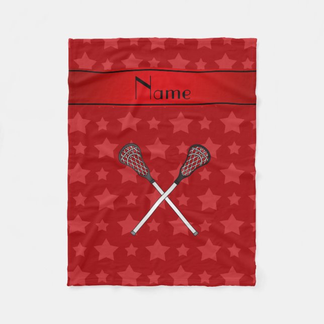 Manta Polar Nombre personalizado lacrosse estrellas rojas (Anverso)