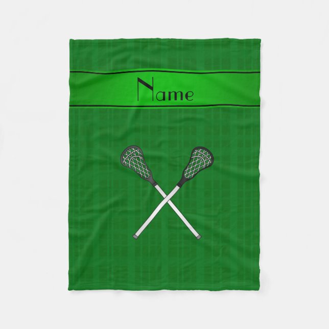 Manta Polar Nombre personalizado lacrosse green plaid (Anverso)