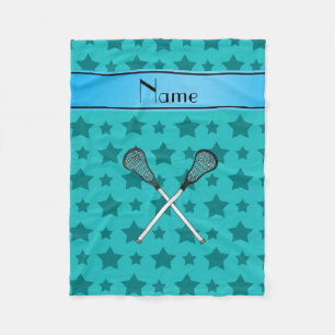 Manta Polar Nombre personalizado lacrosse turquesa estrellas