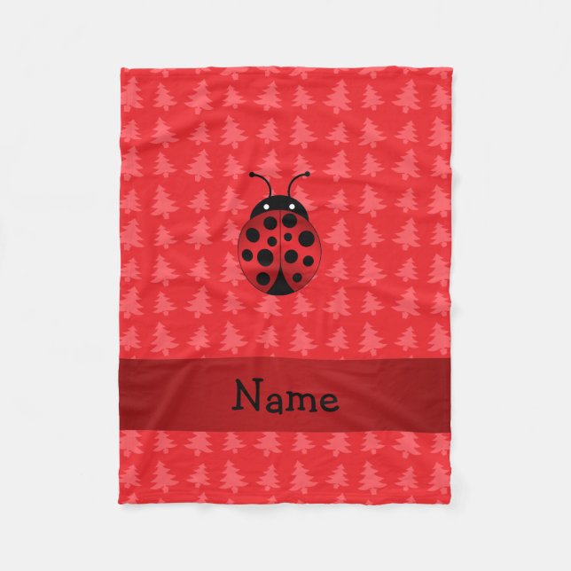 Manta Polar Nombre personalizado ladybug árboles de navidad ro (Anverso)