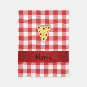 Manta Polar Nombre personalizado linda pizza roja a cuadros