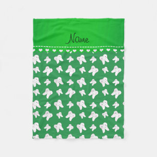 Manta Polar Nombre personalizado lindo patrón de diente verde