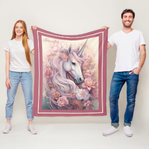 Manta Polar Nombre personalizado lindo unicornio