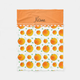 Manta Polar Nombre personalizado: melocotones blancos, hojas v