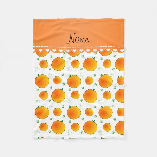 Manta Polar Nombre personalizado: melocotones blancos, hojas v (Anverso)