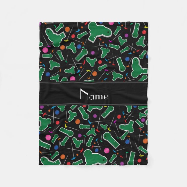 Manta Polar Nombre personalizado mini golf negro (Anverso)