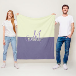 Manta Polar Nombre personalizado moderno elegante púrpura blan
