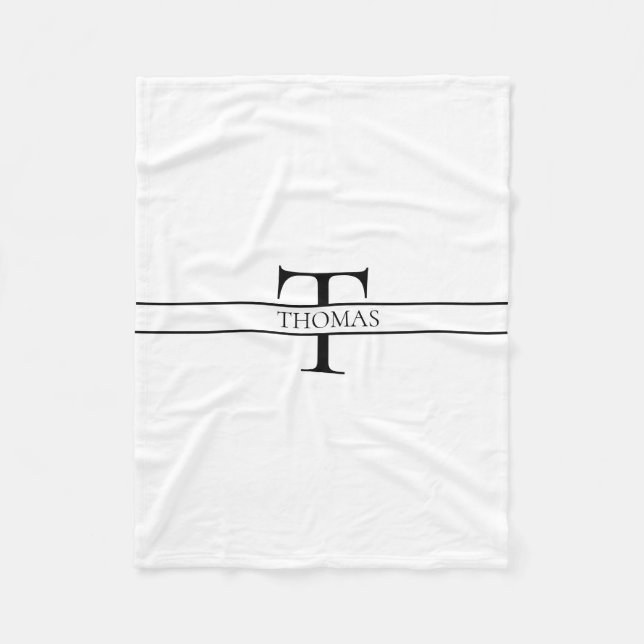 Manta Polar Nombre personalizado monogramado elegante (Anverso)