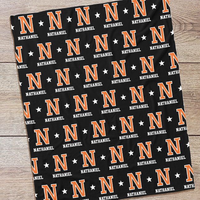 Manta Polar Nombre personalizado Monogramado Estrella Naranja  (Subido por el creador)