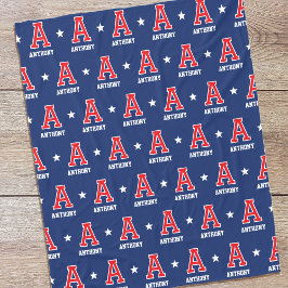 Manta Polar Nombre Personalizado Monogramado Estrella Roja