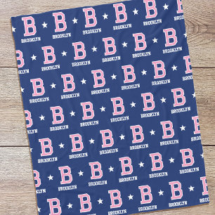 Manta Polar Nombre personalizado Monogramado Star Pink Naval