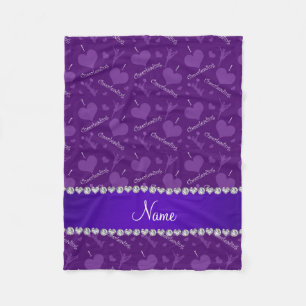 Manta Polar Nombre personalizado morado me encantan los corazo