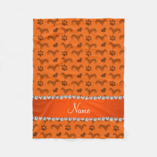 Manta Polar Nombre personalizado naranja dachshunds palas de c