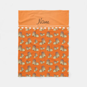 Manta Polar Nombre personalizado naranja shih tzu perros