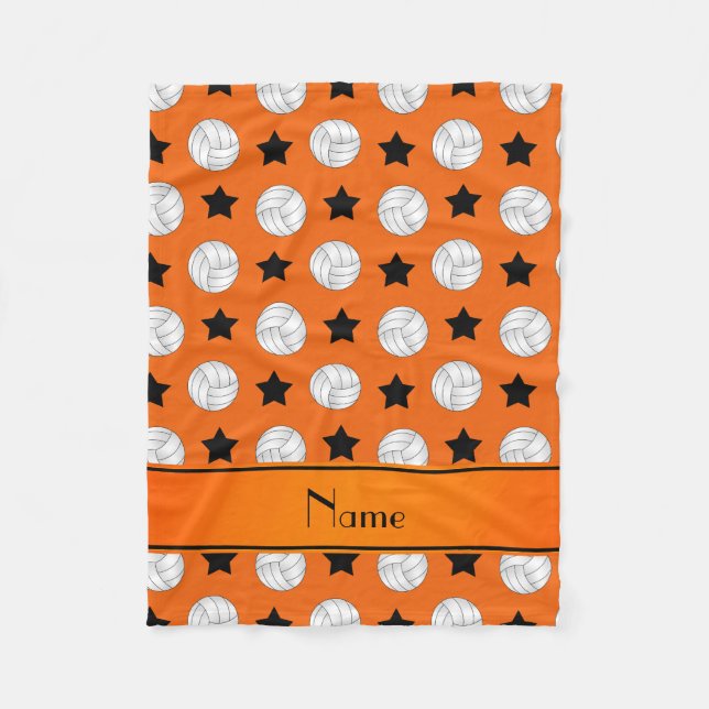 Manta Polar Nombre personalizado naranja voleibol estrellas ne (Anverso)