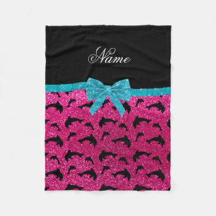 Manta Polar Nombre personalizado neón rosado purpurina delfin