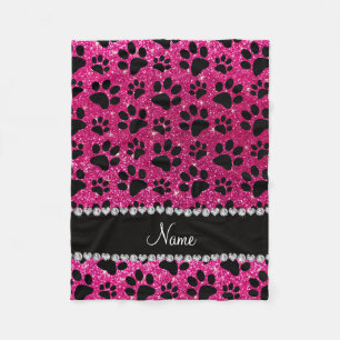 Manta Polar Nombre personalizado neón rosado purpurina negro 