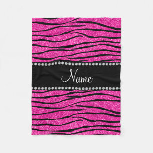 Manta Polar Nombre personalizado neón rosado purpurina rayas