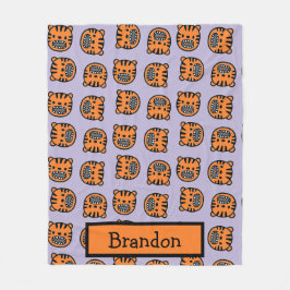 Manta Polar Nombre personalizado patrón de cara de tigre marró