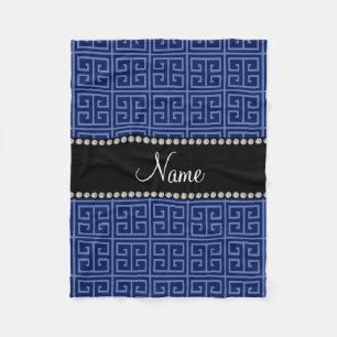 Manta Polar Nombre personalizado: patrón de clave gris azul m