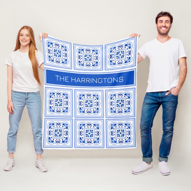 Manta Polar Nombre personalizado Patrón de mosaicos portuguese (In situ)