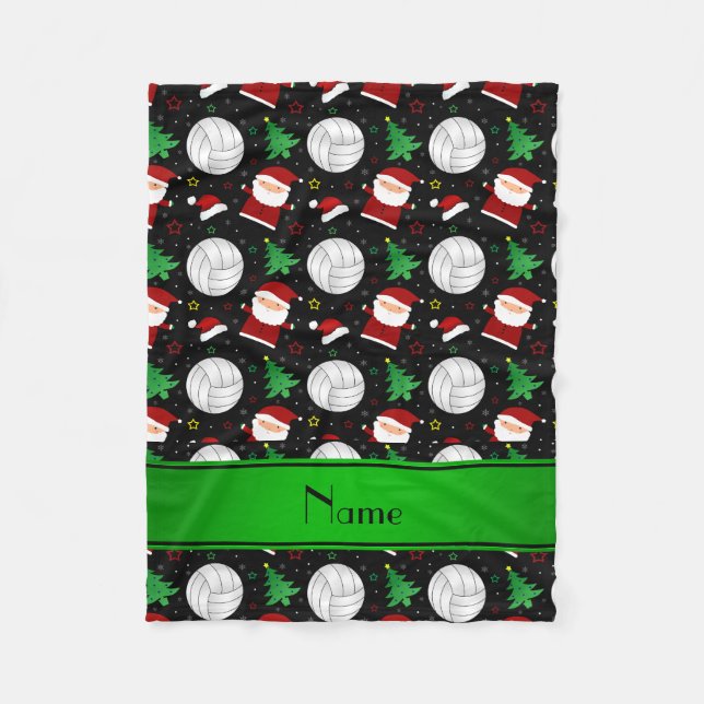 Manta Polar Nombre personalizado patrón de navidades de voleib (Anverso)