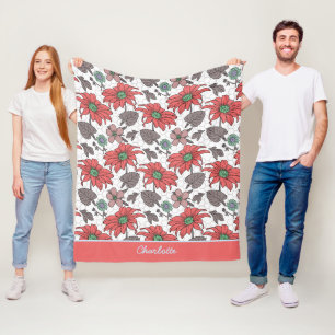 Manta Polar Nombre personalizado patrón floral transparente ro