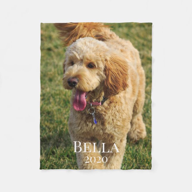 Manta Polar Nombre personalizado Perro Goldendoodle (Anverso)