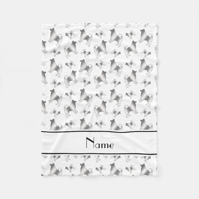 Manta Polar Nombre personalizado Perros elkhound noruegos blan (Anverso)