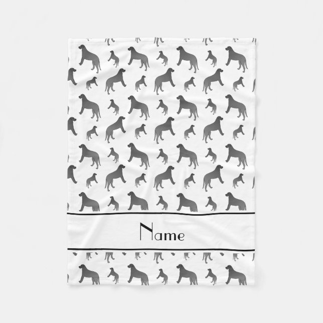 Manta Polar Nombre personalizado perros lobo irlandeses blanco (Anverso)
