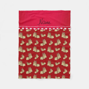 Manta Polar Nombre personalizado: perros shih tzu rojos