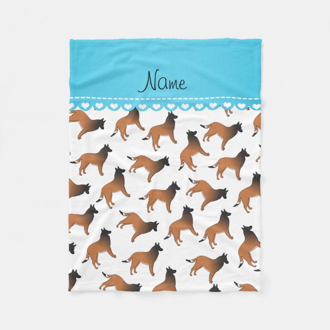 Manta Polar Nombre personalizado perros tervuren belgas blanco (Anverso)