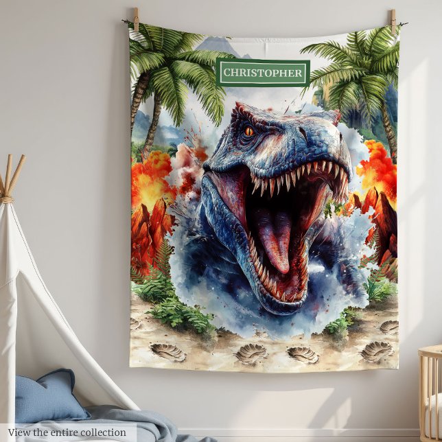 Manta Polar Nombre personalizado personalizado completo de T-R (Fierce T-Rex Blanket Personalized Custom Name)