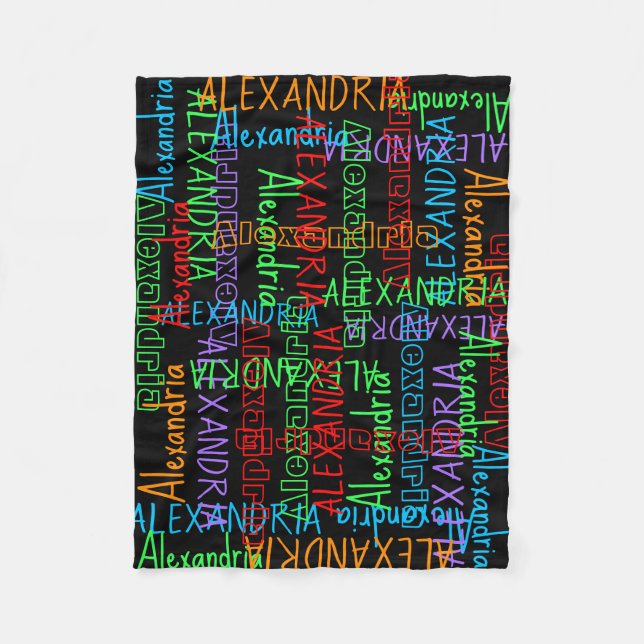 Manta Polar Nombre personalizado personalizado de color negro  (Anverso)